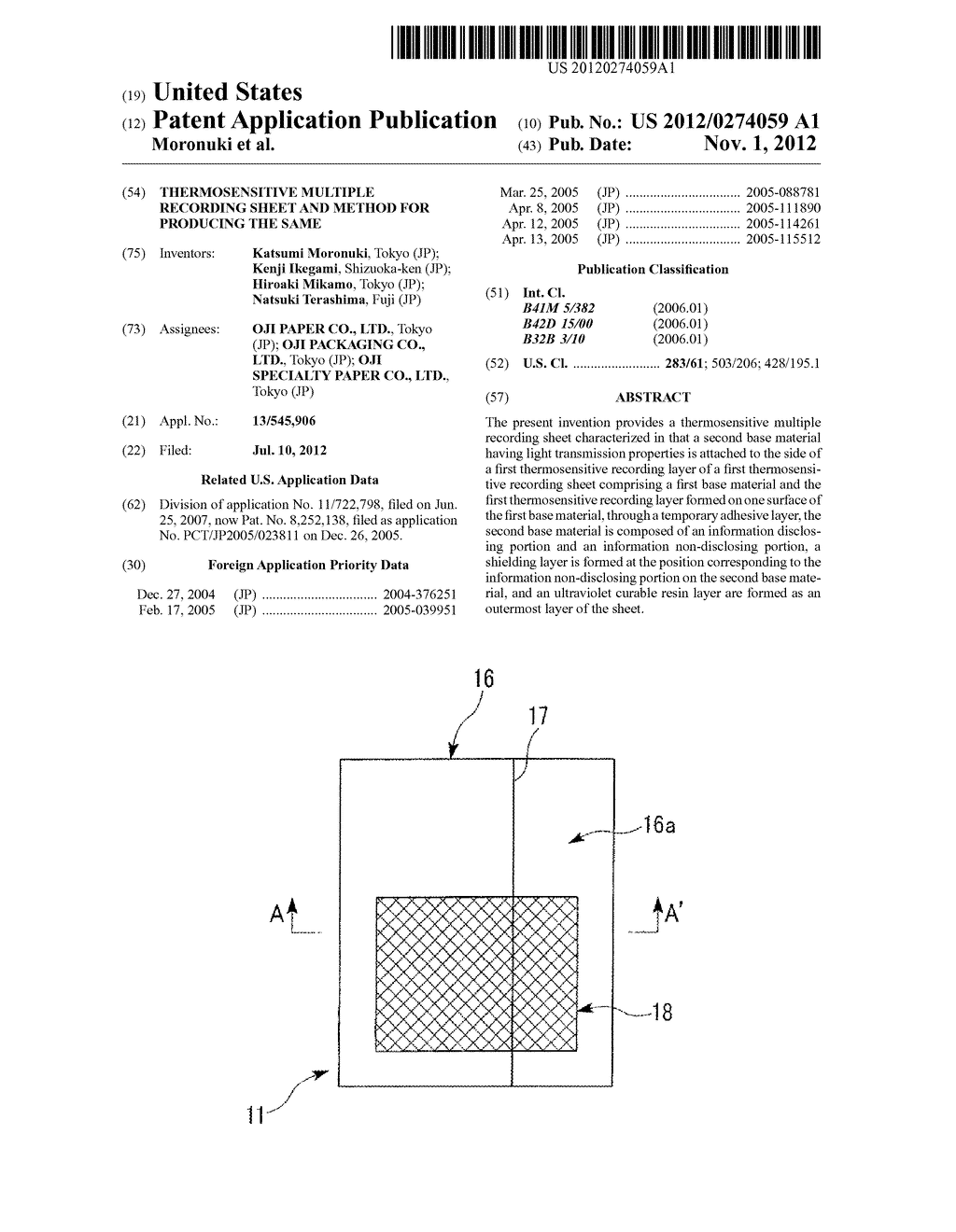 THERMOSENSITIVE MULTIPLE RECORDING SHEET AND METHOD FOR PRODUCING THE SAME - diagram, schematic, and image 01