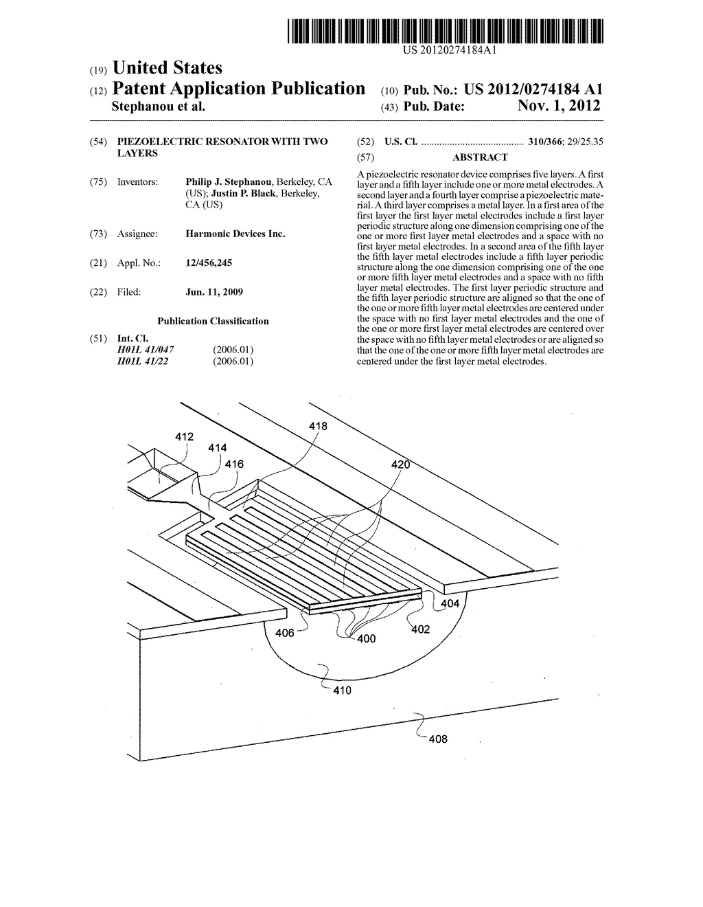 Piezoelectric resonator with two layers - diagram, schematic, and image 01