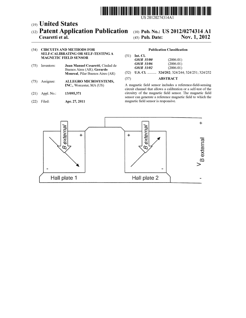 Circuits and Methods for Self-Calibrating or Self-Testing a Magnetic Field     Sensor - diagram, schematic, and image 01