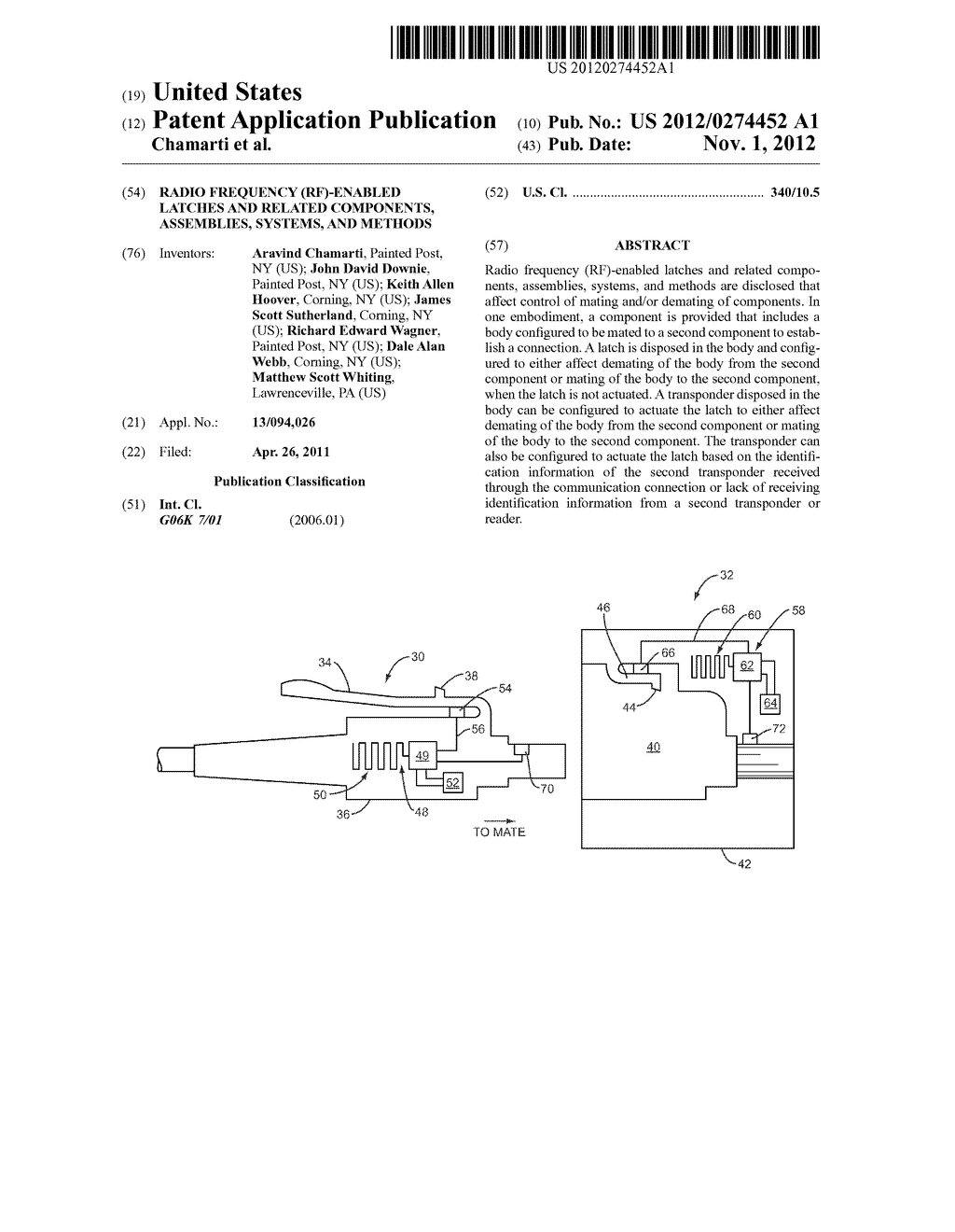 RADIO FREQUENCY (RF)-ENABLED LATCHES AND RELATED COMPONENTS, ASSEMBLIES,     SYSTEMS, AND METHODS - diagram, schematic, and image 01