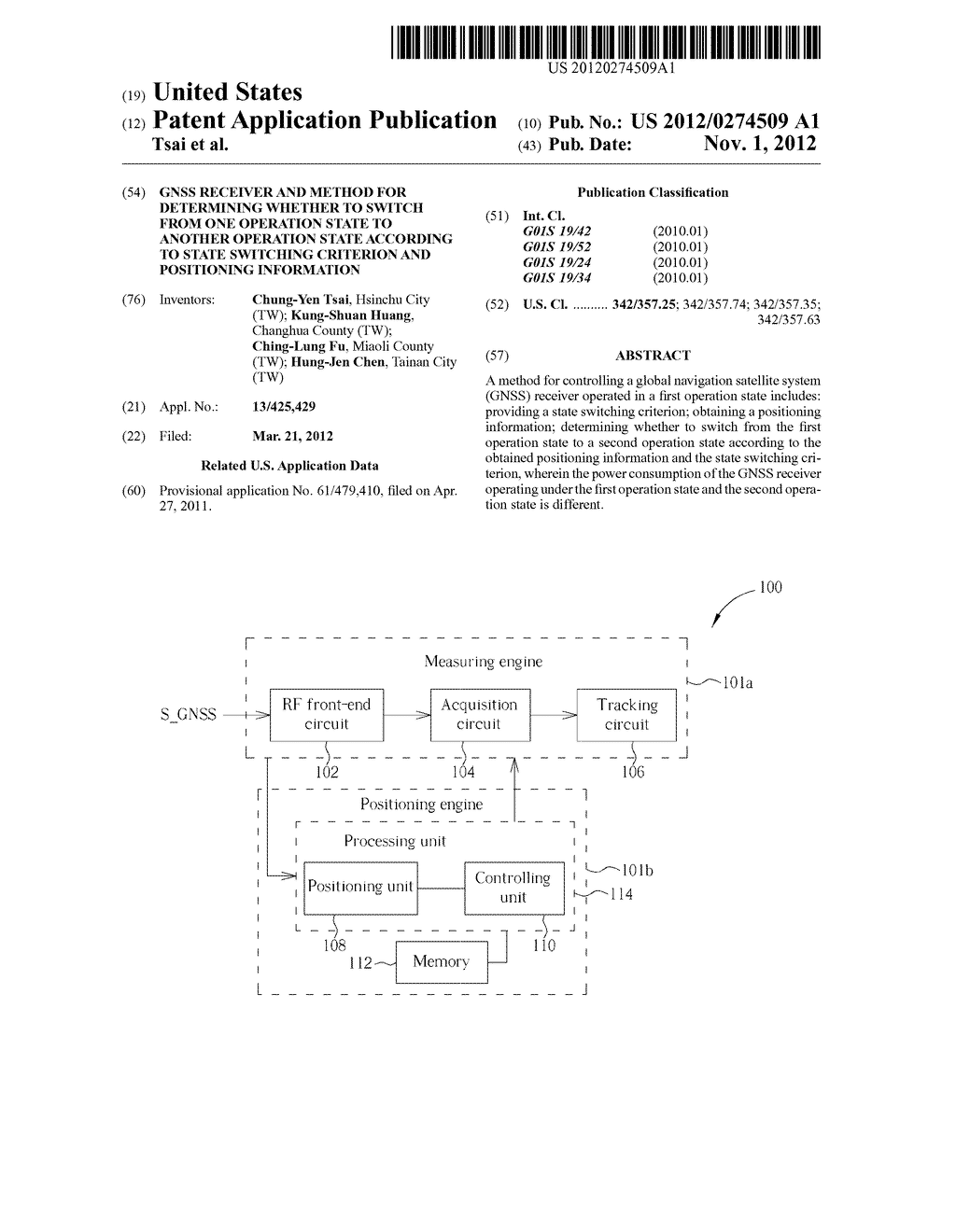 GNSS RECEIVER AND METHOD FOR DETERMINING WHETHER TO SWITCH FROM ONE     OPERATION STATE TO ANOTHER OPERATION STATE ACCORDING TO STATE SWITCHING     CRITERION AND POSITIONING INFORMATION - diagram, schematic, and image 01