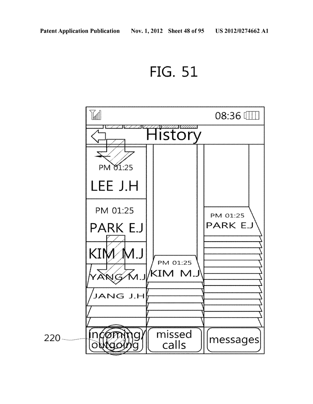 METHOD FOR PROVIDING A USER INTERFACE BASED ON TOUCH PRESSURE, AND     ELECTRONIC DEVICE USING SAME - diagram, schematic, and image 49