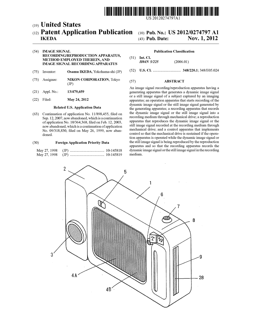 IMAGE SIGNAL RECORDING/REPRODUCTION APPARATUS, METHOD EMPLOYED THEREIN,     AND IMAGE SIGNAL RECORDING APPARATUS - diagram, schematic, and image 01