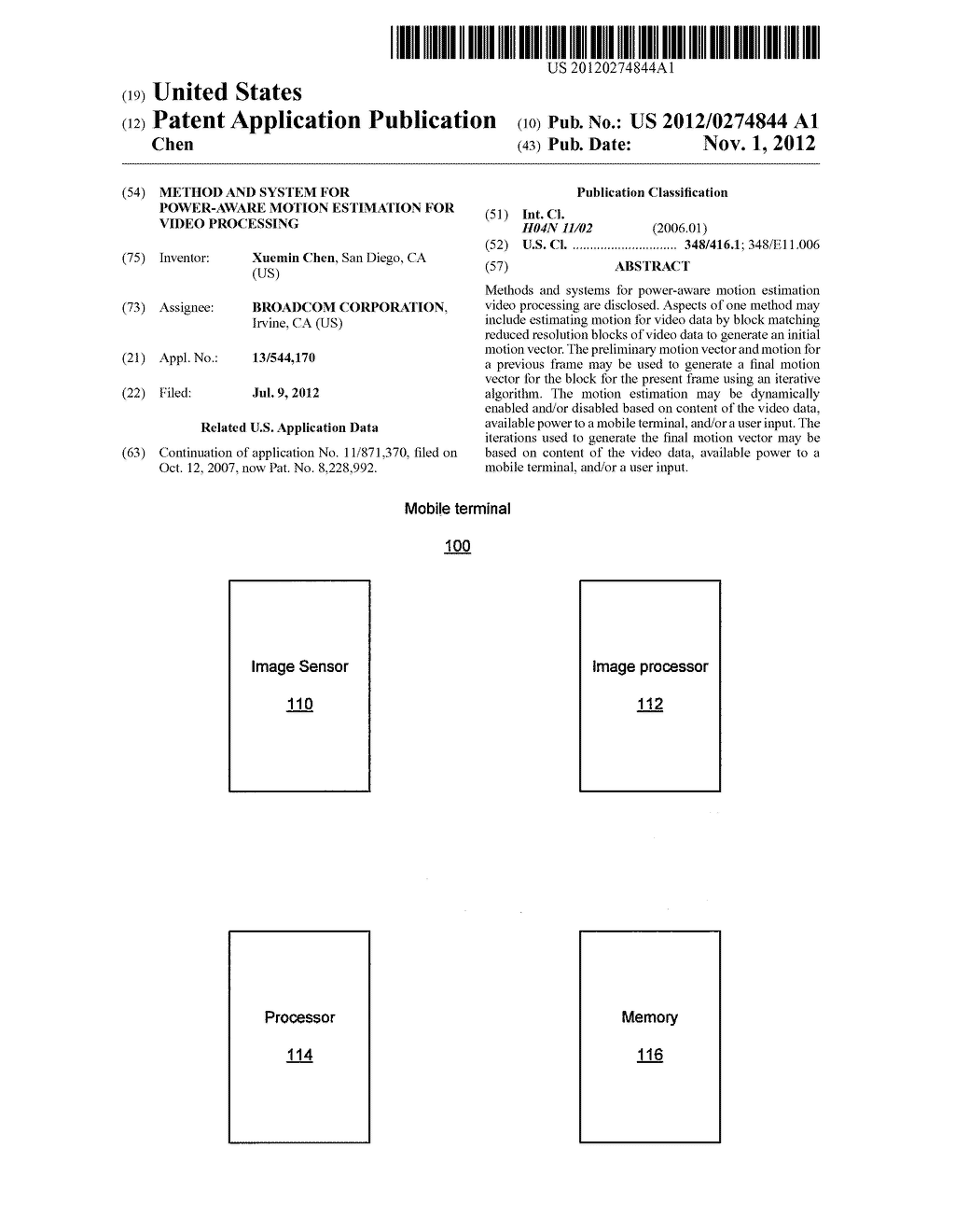 Method and System for Power-Aware Motion Estimation for Video Processing - diagram, schematic, and image 01