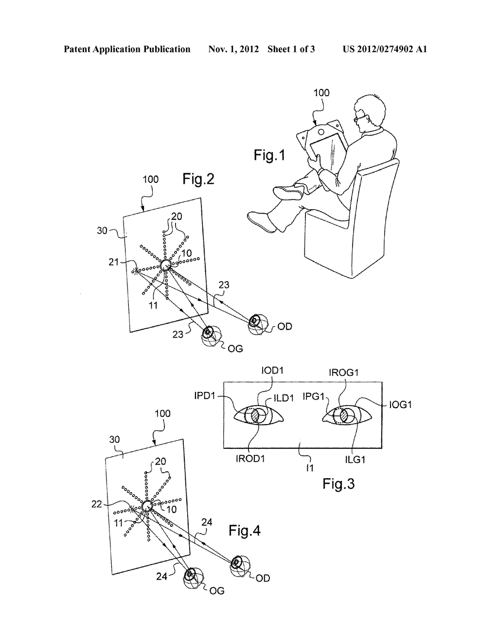 METHOD AND A DEVICE FOR AUTOMATICALLY MEASURING AT LEAST ONE REFRACTIVE     CHARACTERISTIC OF BOTH EYES OF AN INDIVIDUAL - diagram, schematic, and image 02