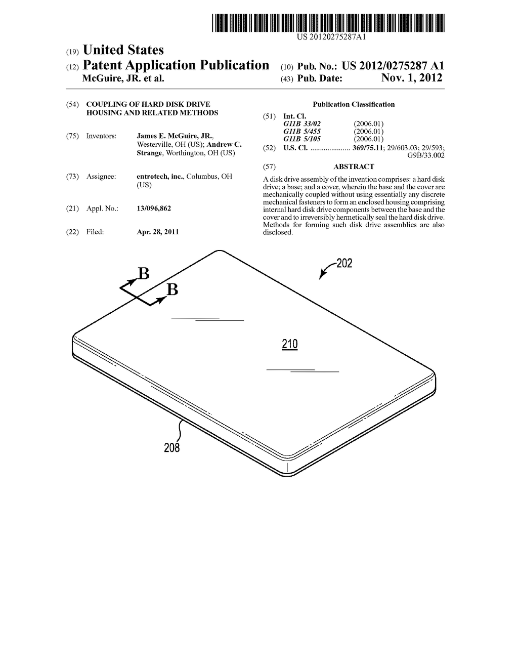 Coupling of Hard Disk Drive Housing and Related Methods - diagram, schematic, and image 01