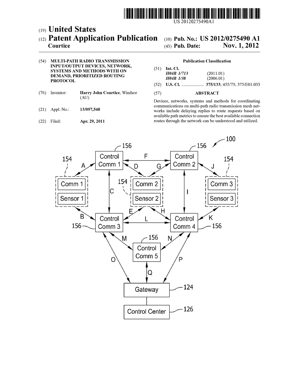 MULTI-PATH RADIO TRANSMISSION INPUT/OUTPUT DEVICES, NETWORK, SYSTEMS AND     METHODS WITH ON DEMAND, PRIORITIZED ROUTING PROTOCOL - diagram, schematic, and image 01