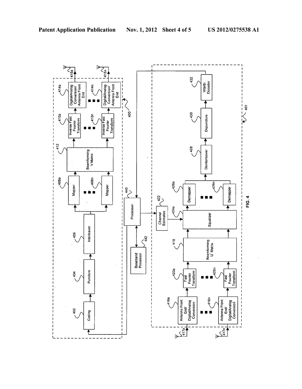 Method and System for Utilizing Givens Rotation Expressions for Asymmetric     Beamforming Matrices in Explicit Feedback Information - diagram, schematic, and image 05