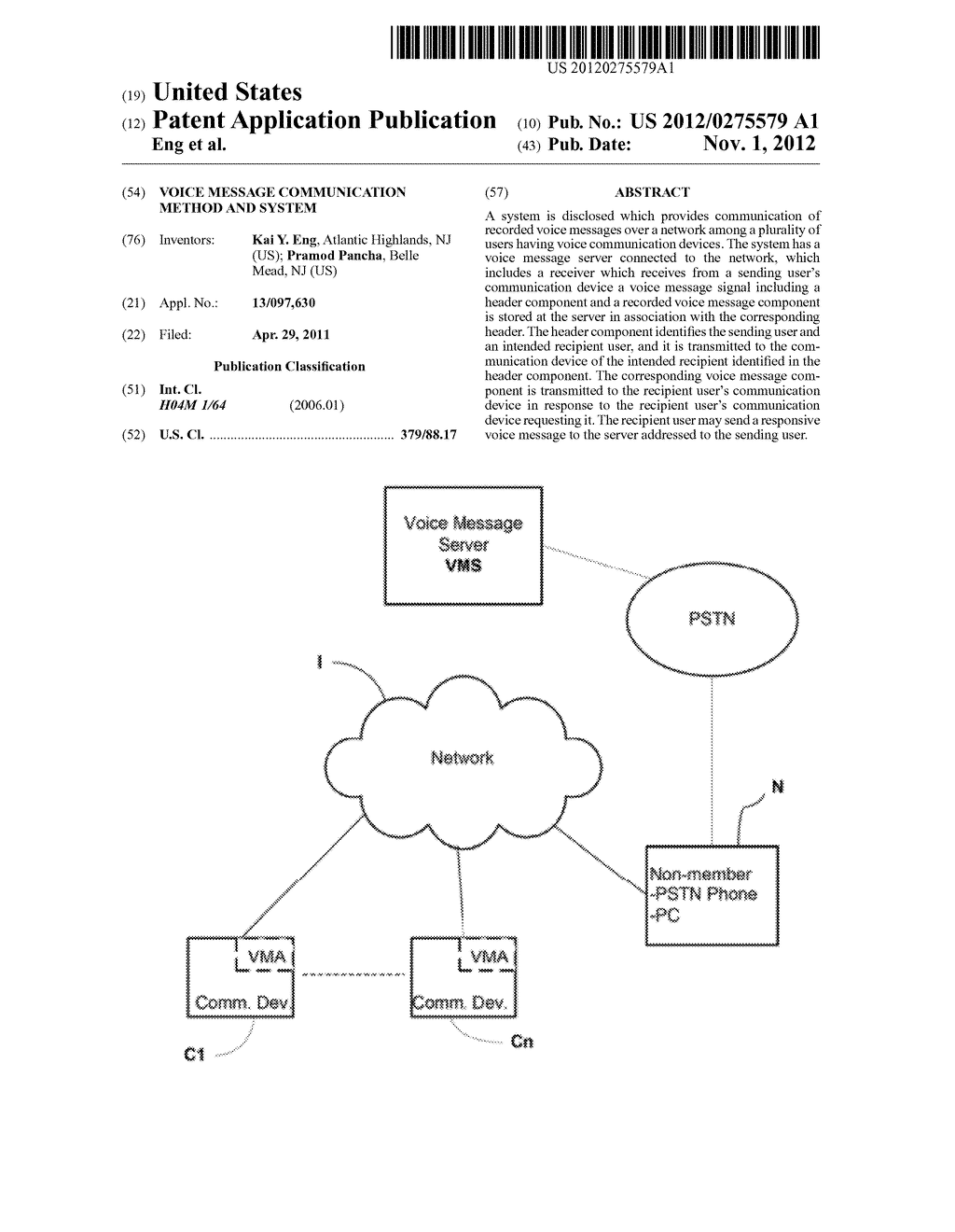 Voice Message Communication Method and System - diagram, schematic, and image 01