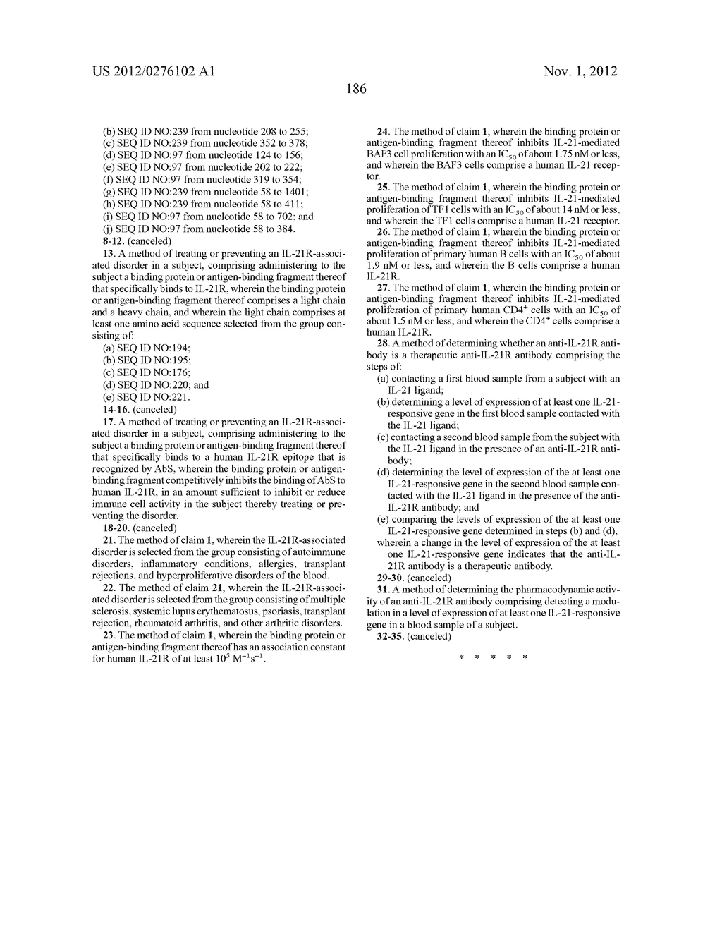 METHODS OF TREATMENT UTILIZIING BINDING PROTEINS OF THE INTERLEUKIN-21     RECEPTOR - diagram, schematic, and image 378