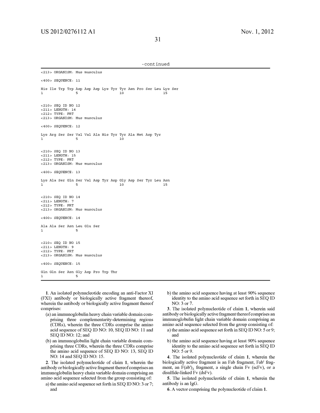 ANTI-FACTOR XI MONOCLONAL ANTIBODIES AND METHODS OF USE THEREOF - diagram, schematic, and image 45