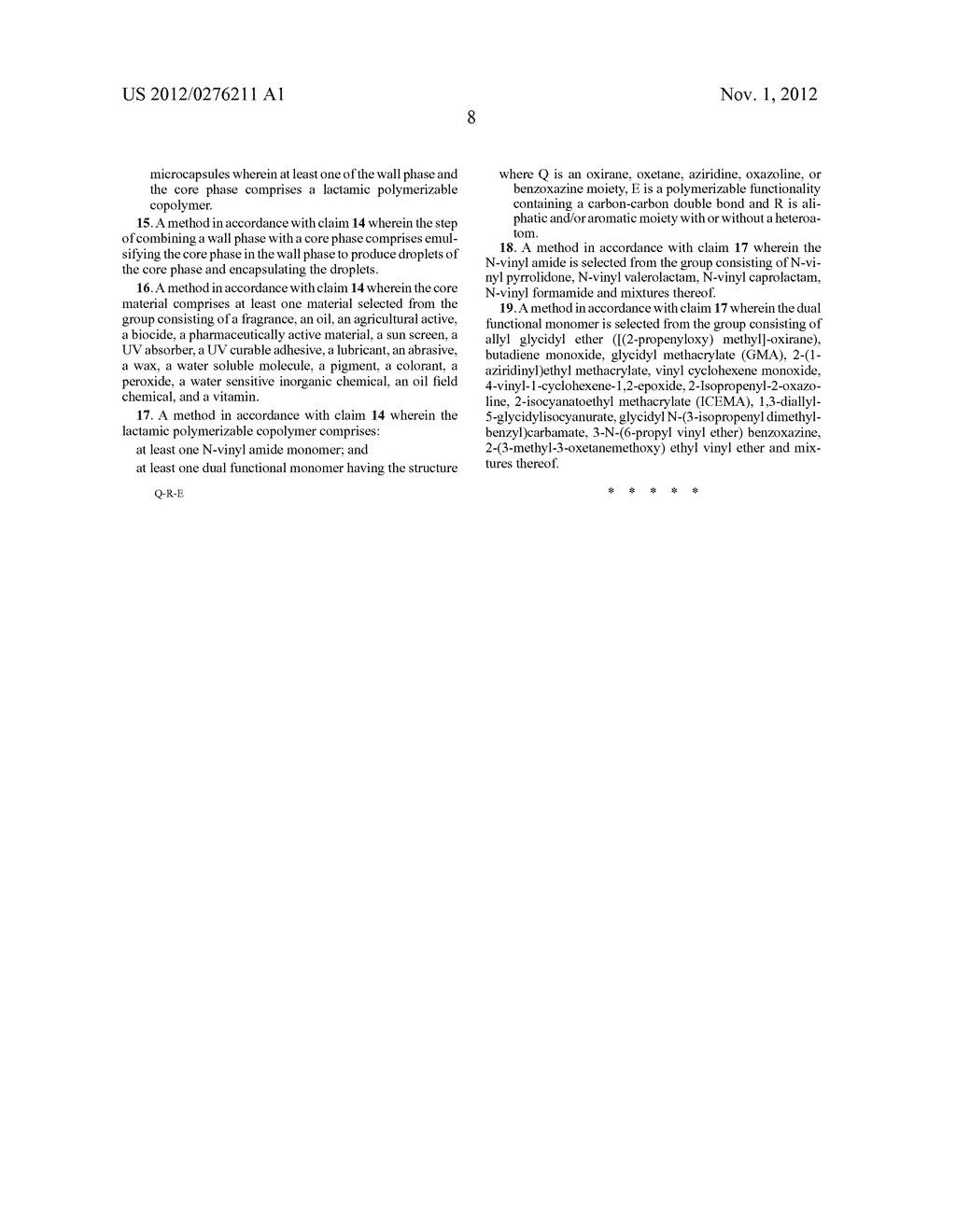 POLYMERIZABLE LACTAMIC COPOLYMERS SUITABLE FOR THE FORMATION OF COATINGS     ON MICROENCAPSULATED PARTICLES - diagram, schematic, and image 11