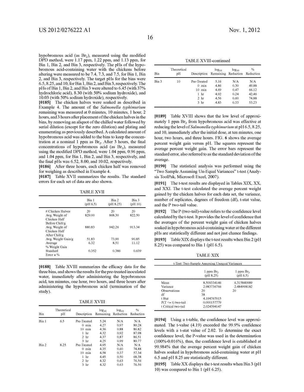 Methods of using solutions of hypobromous acid and hypobromite to treat     poultry in a chill tank during processing to increase the weight of the     poultry - diagram, schematic, and image 23