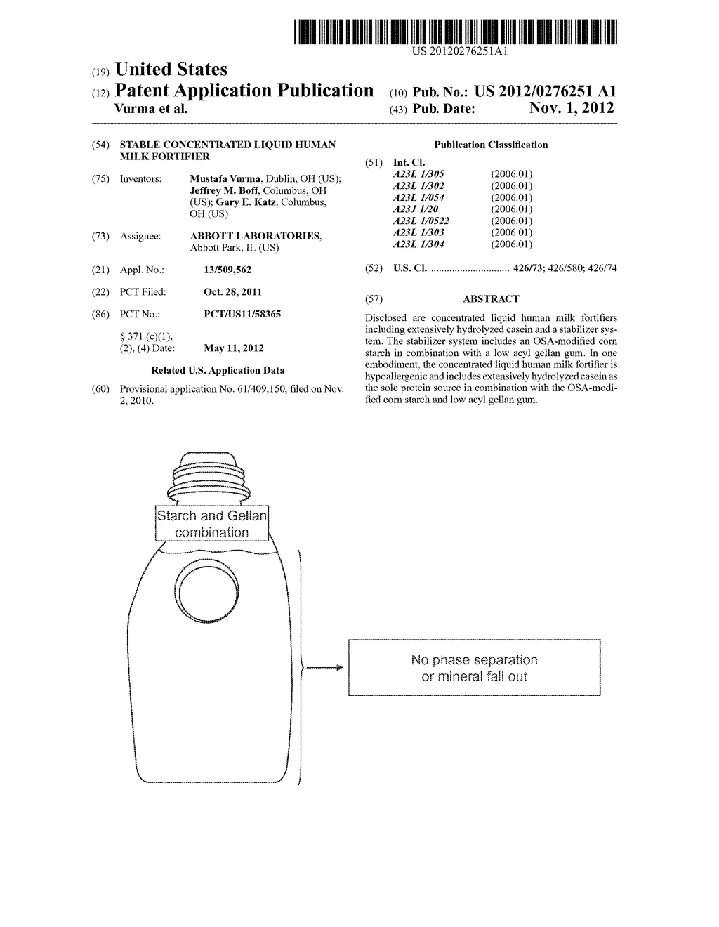 STABLE CONCENTRATED LIQUID HUMAN MILK FORTIFIER - diagram, schematic, and image 01