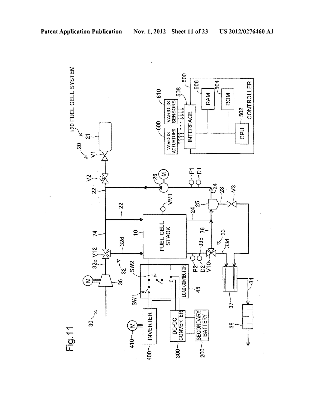 FUEL CELL SYSTEM AND METHOD OF STOPPING FUEL CELL SYSTEM - diagram, schematic, and image 12