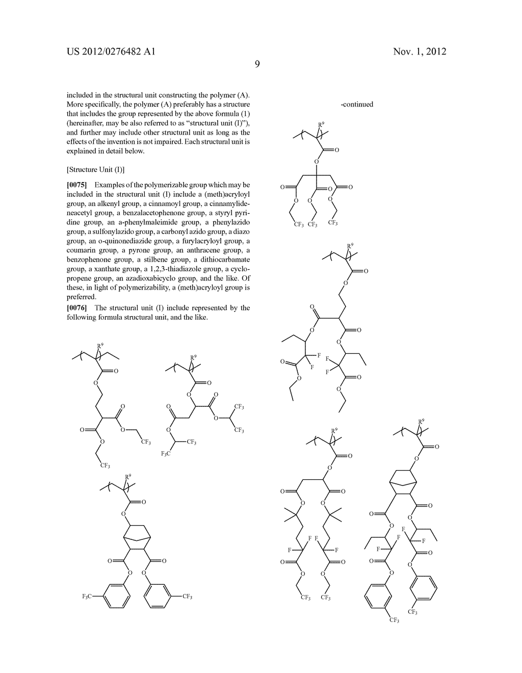RADIATION SENSITIVE RESIN COMPOSITION, METHOD FOR FORMING A PATTERN,     POLYMER AND COMPOUND - diagram, schematic, and image 10