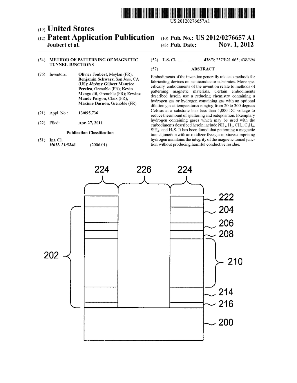 METHOD OF PATTERNING OF MAGNETIC TUNNEL JUNCTIONS - diagram, schematic, and image 01