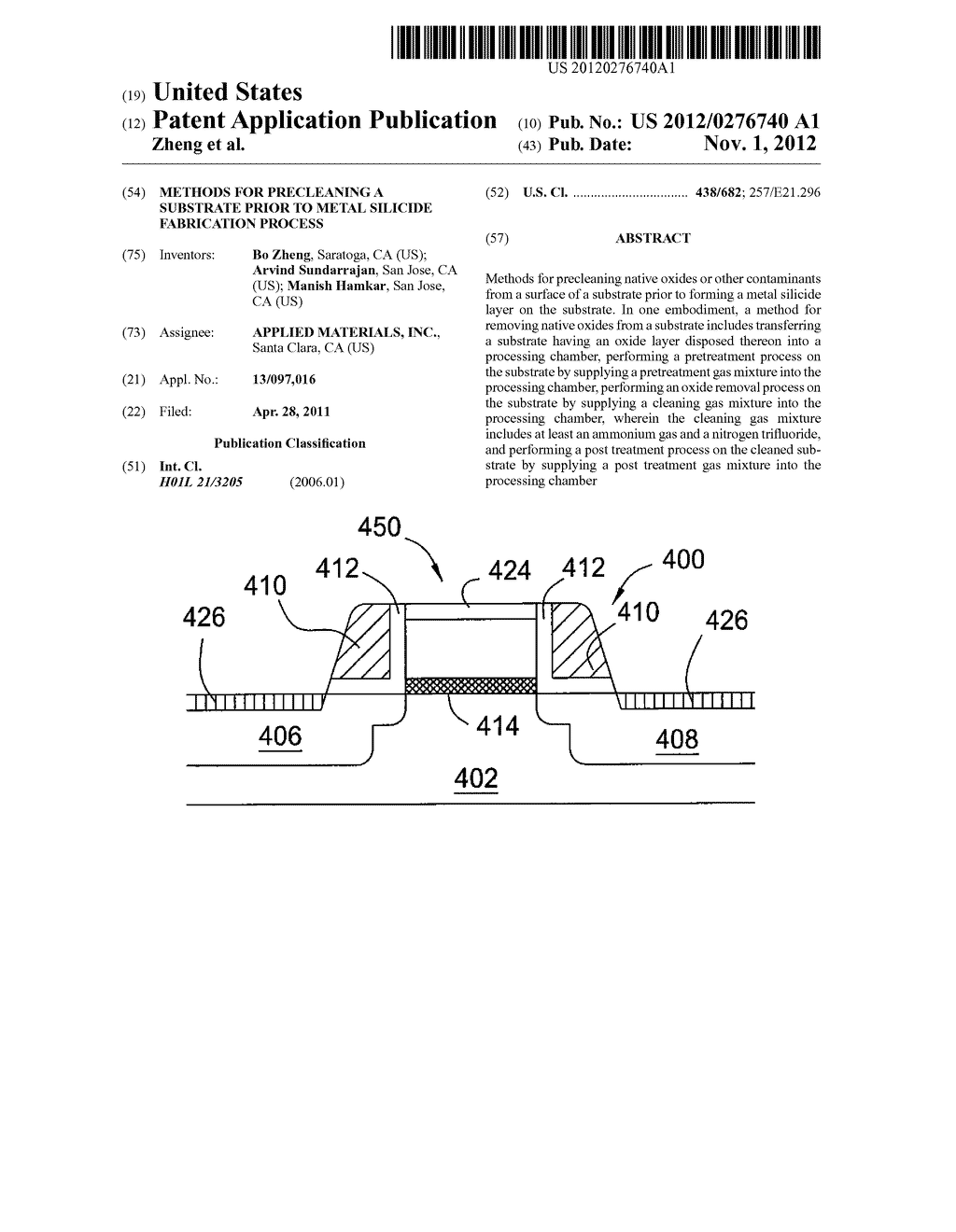 METHODS FOR PRECLEANING A SUBSTRATE PRIOR TO METAL SILICIDE FABRICATION     PROCESS - diagram, schematic, and image 01