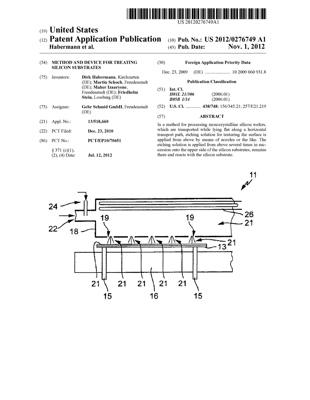 Method and Device for Treating Silicon Substrates - diagram, schematic, and image 01