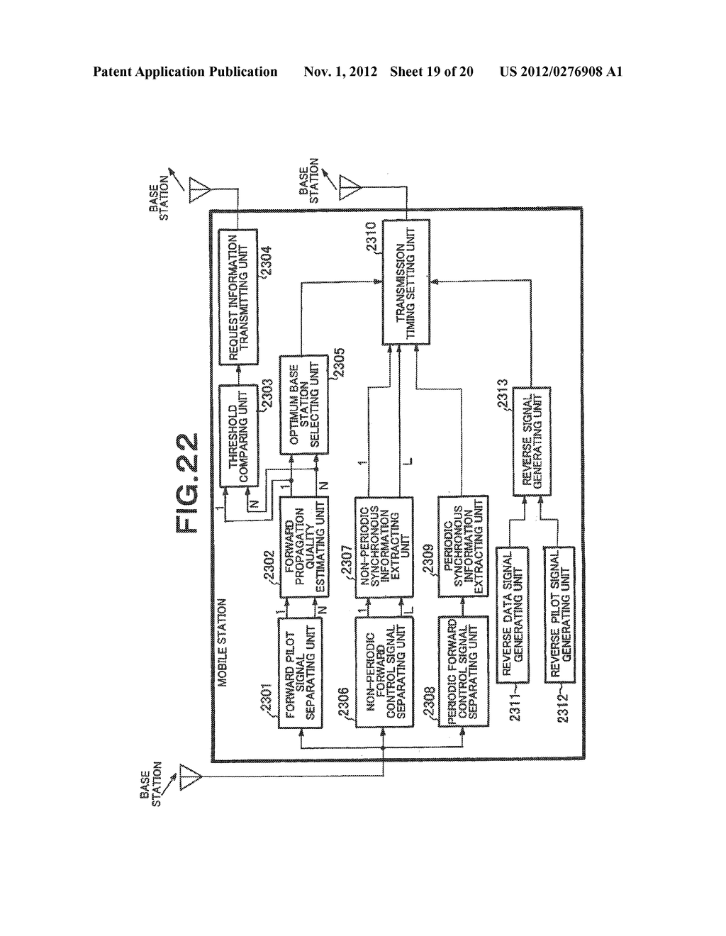 SYNCHRONIZATION SYSTEM AND SYNCHRONIZING METHOD FOR PLURALITY OF BASE     STATIONS AND MOBILE STATION IN A REVERSE LINK WIRELESS TRANSMISSION - diagram, schematic, and image 20