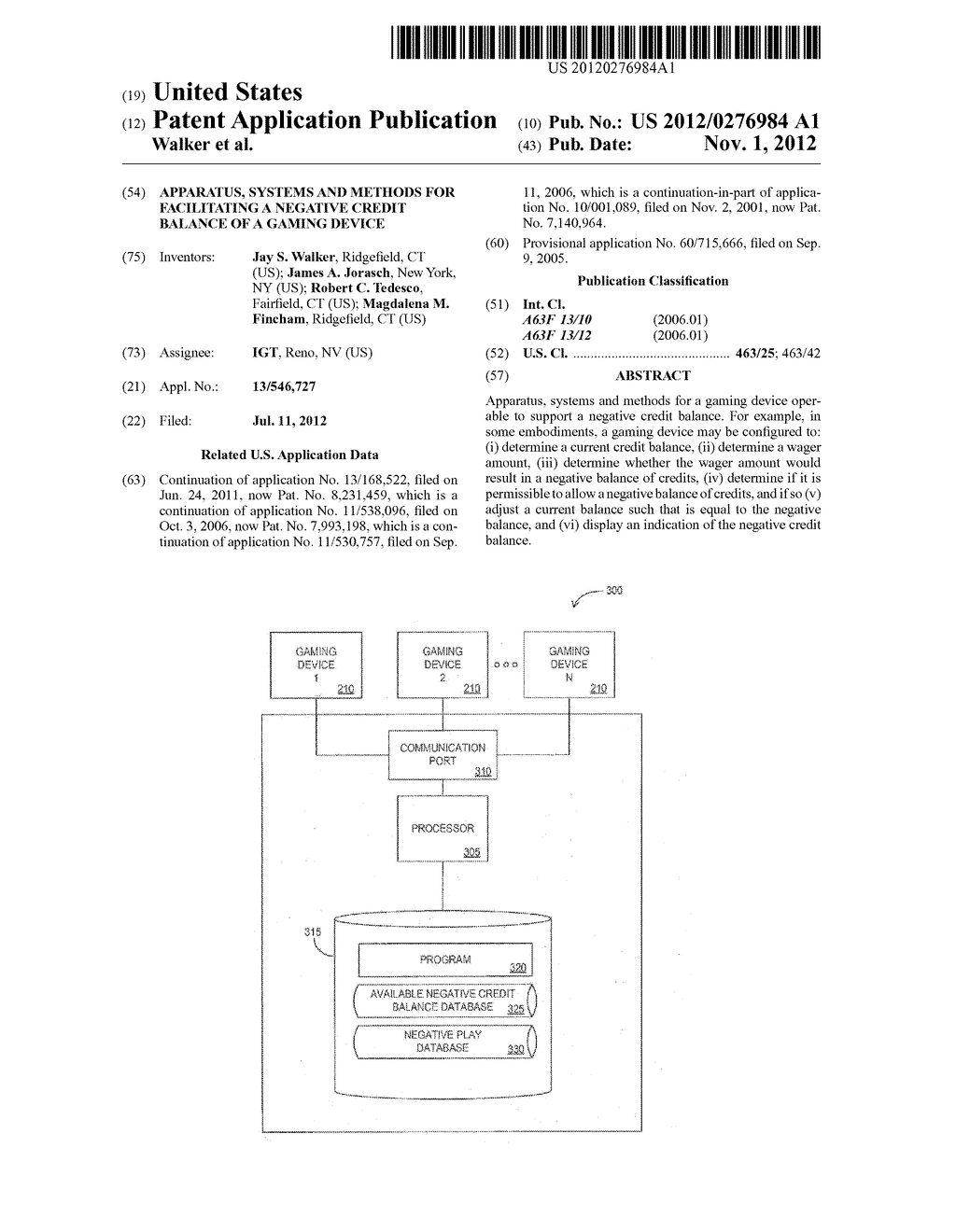 APPARATUS, SYSTEMS AND METHODS FOR FACILITATING A NEGATIVE CREDIT BALANCE     OF A GAMING DEVICE - diagram, schematic, and image 01