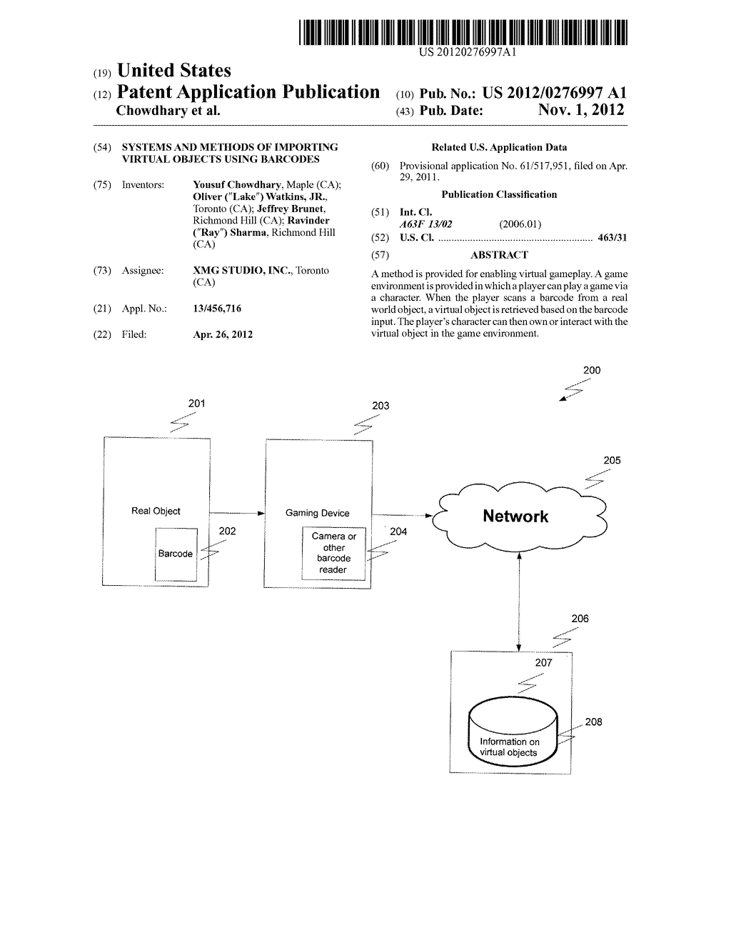 SYSTEMS AND METHODS OF IMPORTING VIRTUAL OBJECTS USING BARCODES - diagram, schematic, and image 01