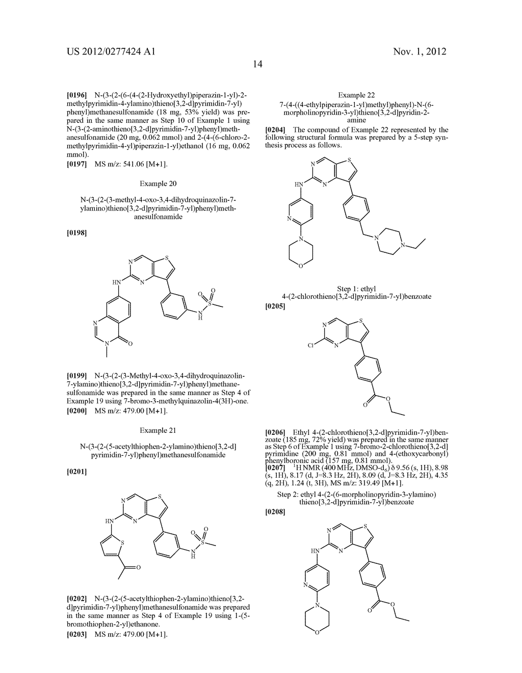 2,7-SUBSTITUTED THIENO[3,2-D] PYRIMIDINE COMPOUNDS AS PROTEIN KINASE     INHIBITORS - diagram, schematic, and image 15