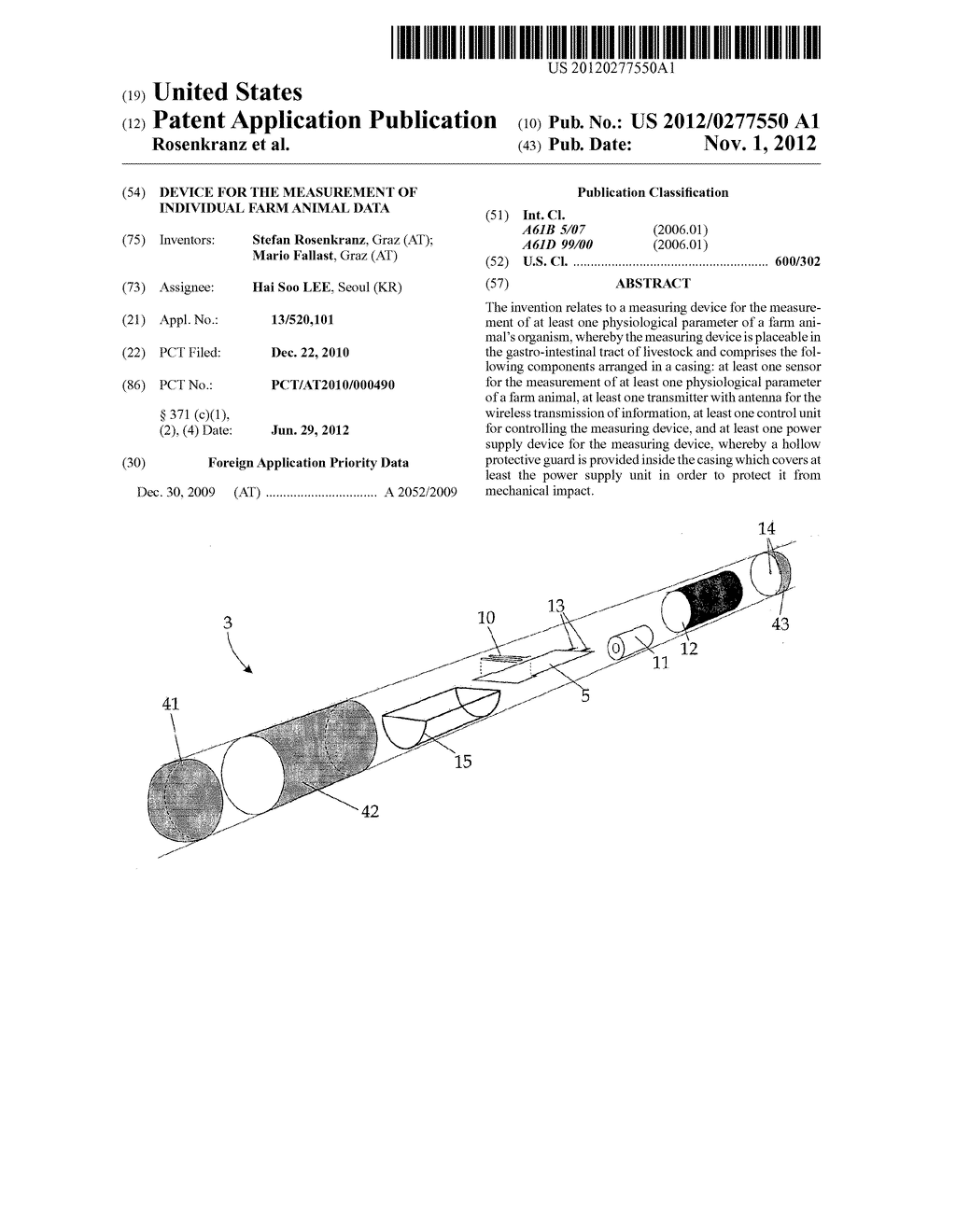 DEVICE FOR THE MEASUREMENT OF INDIVIDUAL FARM ANIMAL DATA - diagram, schematic, and image 01