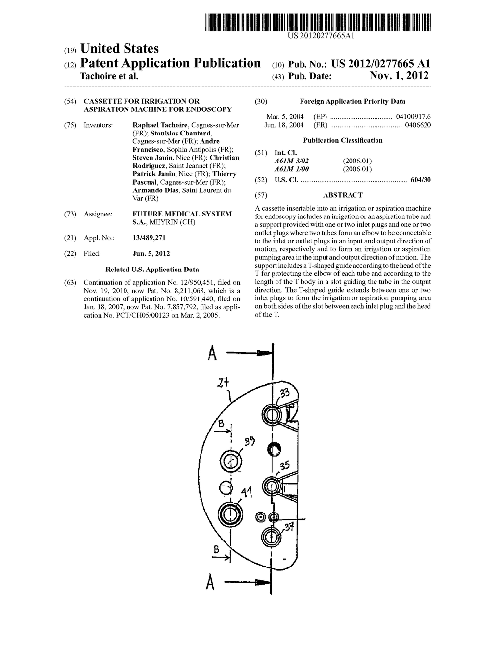 CASSETTE FOR IRRIGATION OR ASPIRATION MACHINE FOR ENDOSCOPY - diagram, schematic, and image 01