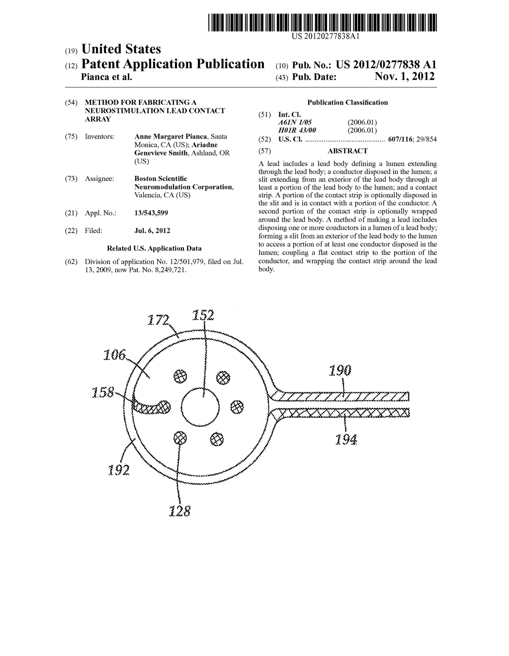 METHOD FOR FABRICATING A NEUROSTIMULATION LEAD CONTACT ARRAY - diagram, schematic, and image 01