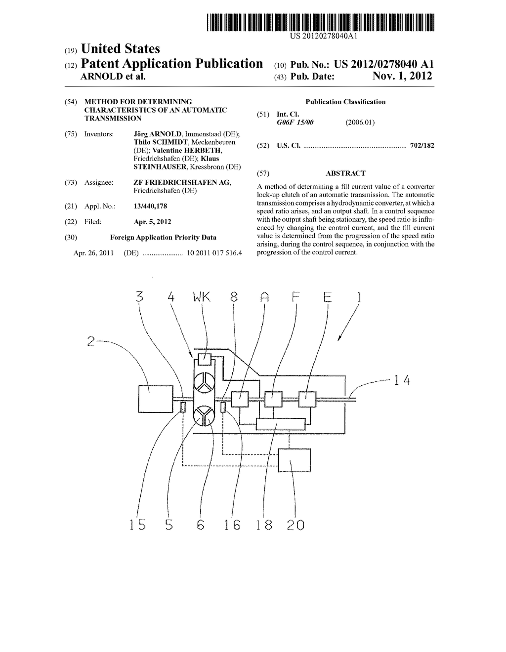 METHOD FOR DETERMINING CHARACTERISTICS OF AN AUTOMATIC TRANSMISSION - diagram, schematic, and image 01