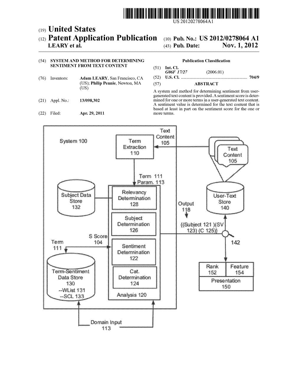 SYSTEM AND METHOD FOR DETERMINING SENTIMENT FROM TEXT CONTENT - diagram, schematic, and image 01