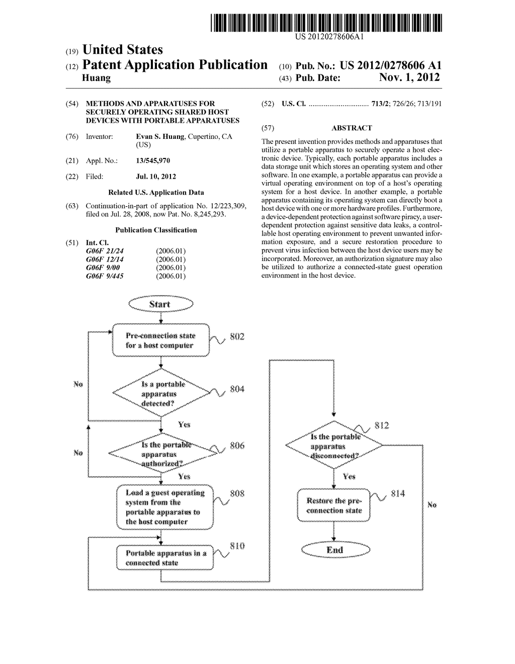 METHODS AND APPARATUSES FOR SECURELY OPERATING SHARED HOST DEVICES WITH      PORTABLE APPARATUSES - diagram, schematic, and image 01