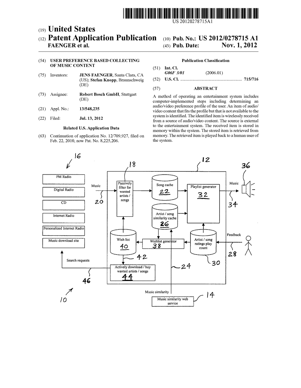 USER PREFERENCE BASED COLLECTING OF MUSIC CONTENT - diagram, schematic, and image 01