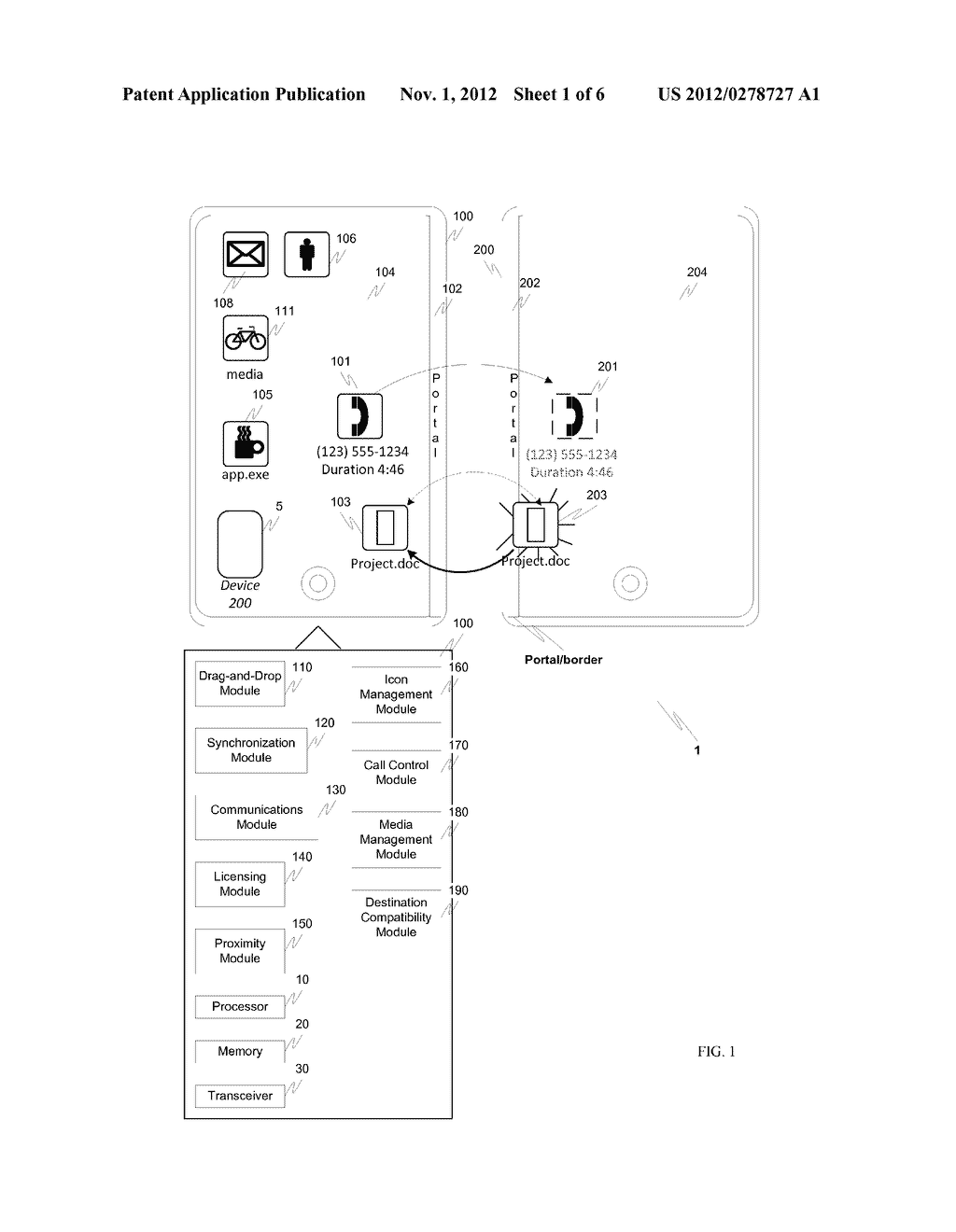 METHOD AND APPARATUS FOR ALLOWING DRAG-AND-DROP OPERATIONS ACROSS THE     SHARED BORDERS OF ADJACENT TOUCH SCREEN-EQUIPPED DEVICES - diagram, schematic, and image 02