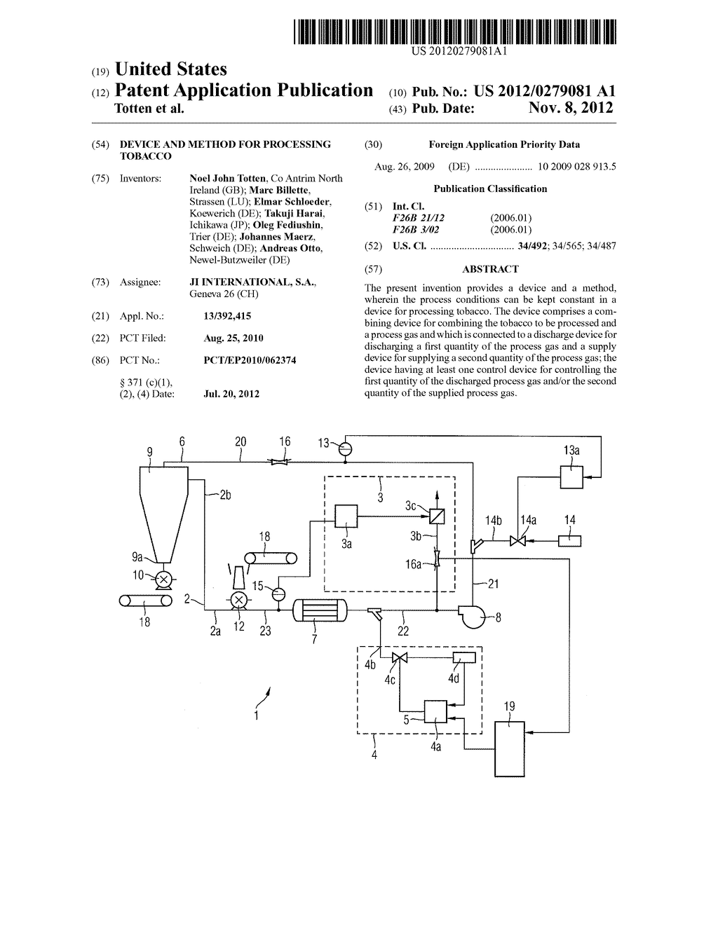 DEVICE AND METHOD FOR PROCESSING TOBACCO - diagram, schematic, and image 01