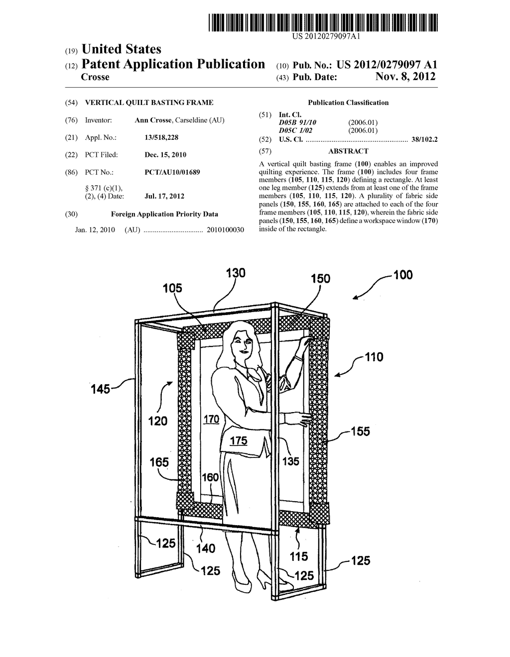 VERTICAL QUILT BASTING FRAME - diagram, schematic, and image 01