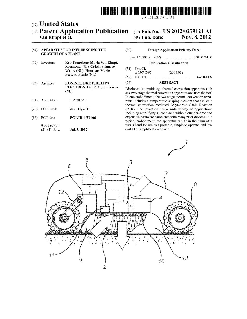 Apparatus for influencing the growth of a plant - diagram, schematic, and image 01