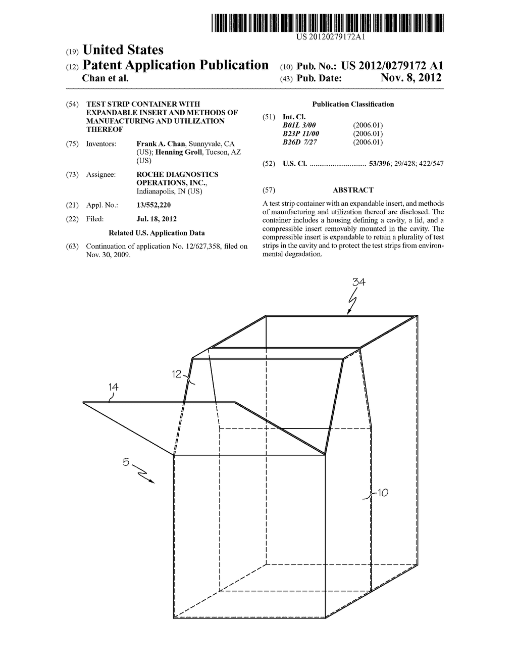 TEST STRIP CONTAINER WITH EXPANDABLE INSERT AND METHODS OF MANUFACTURING     AND UTILIZATION THEREOF - diagram, schematic, and image 01