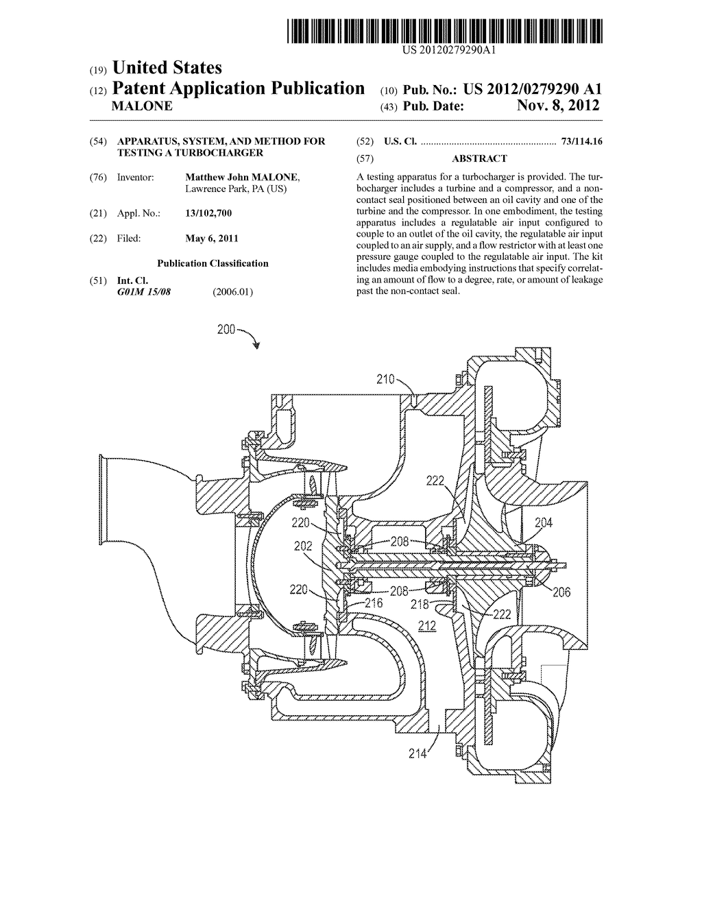 APPARATUS, SYSTEM, AND METHOD FOR TESTING A TURBOCHARGER - diagram, schematic, and image 01