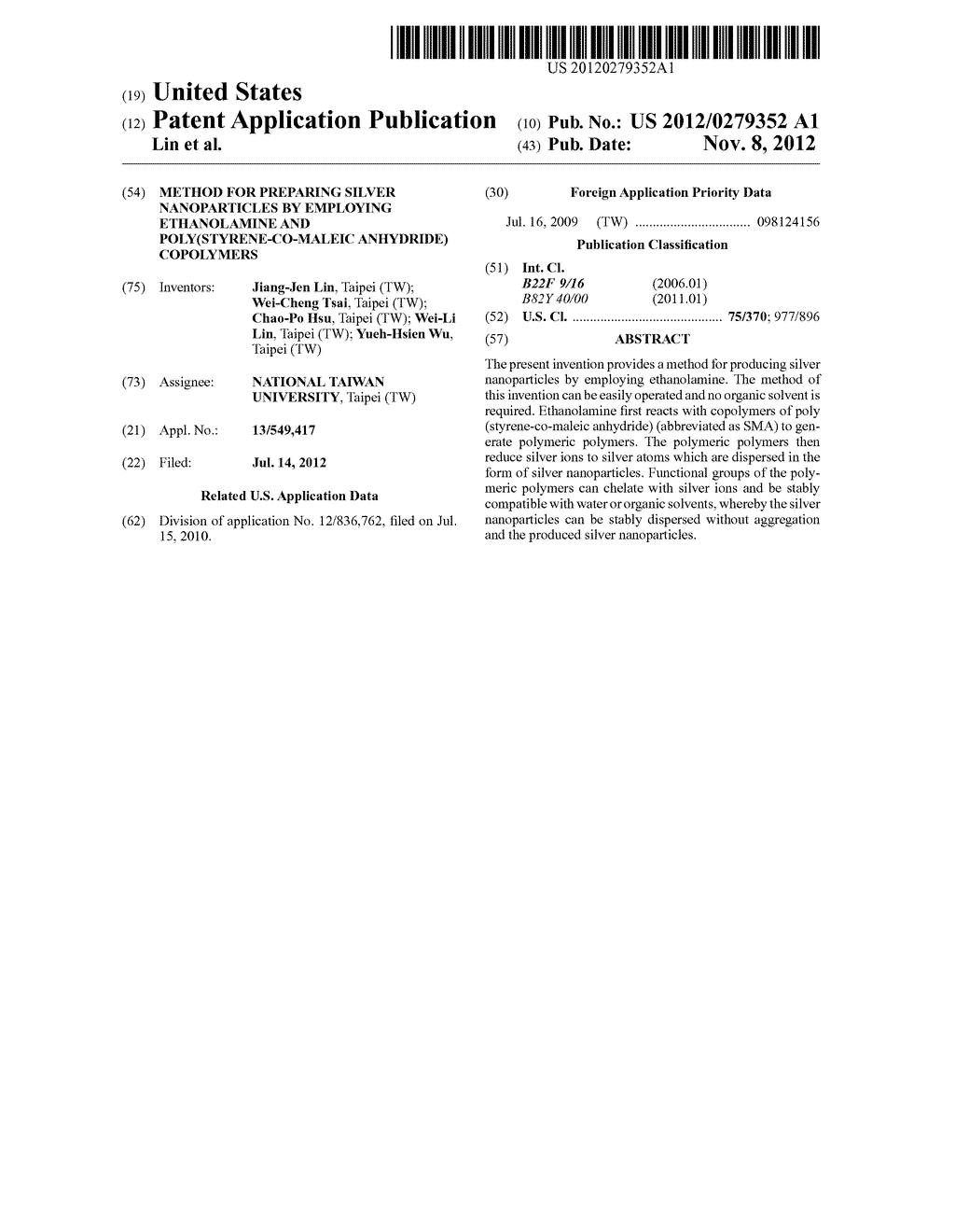 METHOD FOR PREPARING SILVER NANOPARTICLES BY EMPLOYING ETHANOLAMINE AND     POLY(STYRENE-CO-MALEIC ANHYDRIDE) COPOLYMERS - diagram, schematic, and image 01