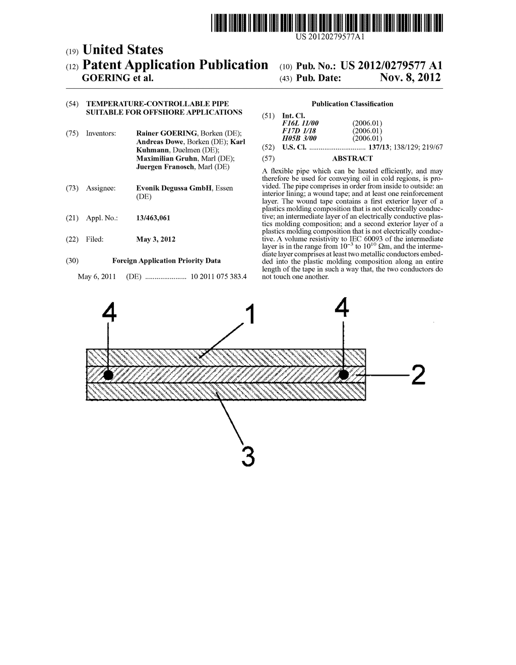 TEMPERATURE-CONTROLLABLE PIPE SUITABLE FOR OFFSHORE APPLICATIONS - diagram, schematic, and image 01