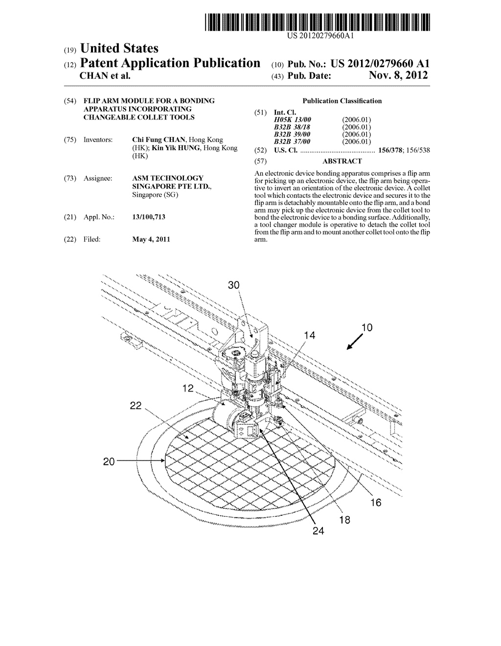 FLIP ARM MODULE FOR A BONDING APPARATUS INCORPORATING CHANGEABLE COLLET     TOOLS - diagram, schematic, and image 01