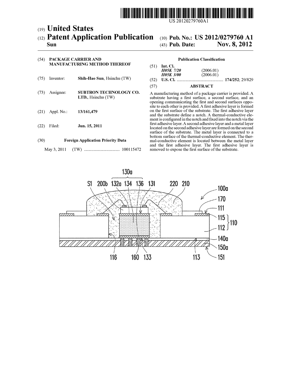 PACKAGE CARRIER AND MANUFACTURING METHOD THEREOF - diagram, schematic, and image 01