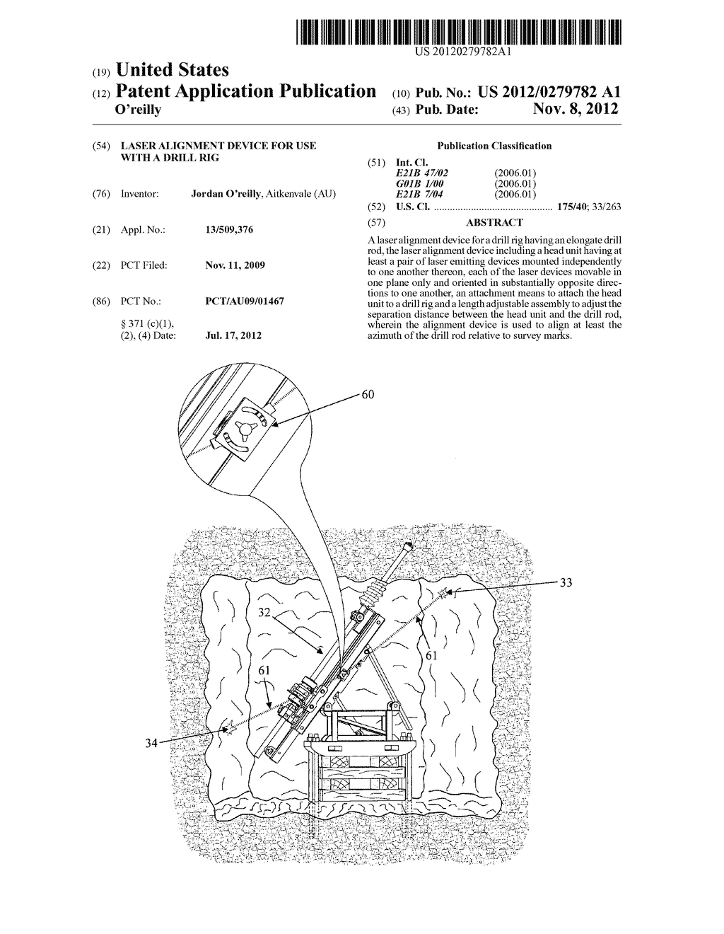 LASER ALIGNMENT DEVICE FOR USE WITH A DRILL RIG - diagram, schematic, and image 01