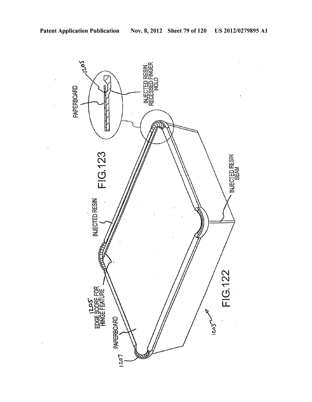 CONTAINER HAVING A RIM OR OTHER FEATURE ENCAPSULATED BY OR FORMED FROM     INJECTION-MOLDED MATERIAL - diagram, schematic, and image 80