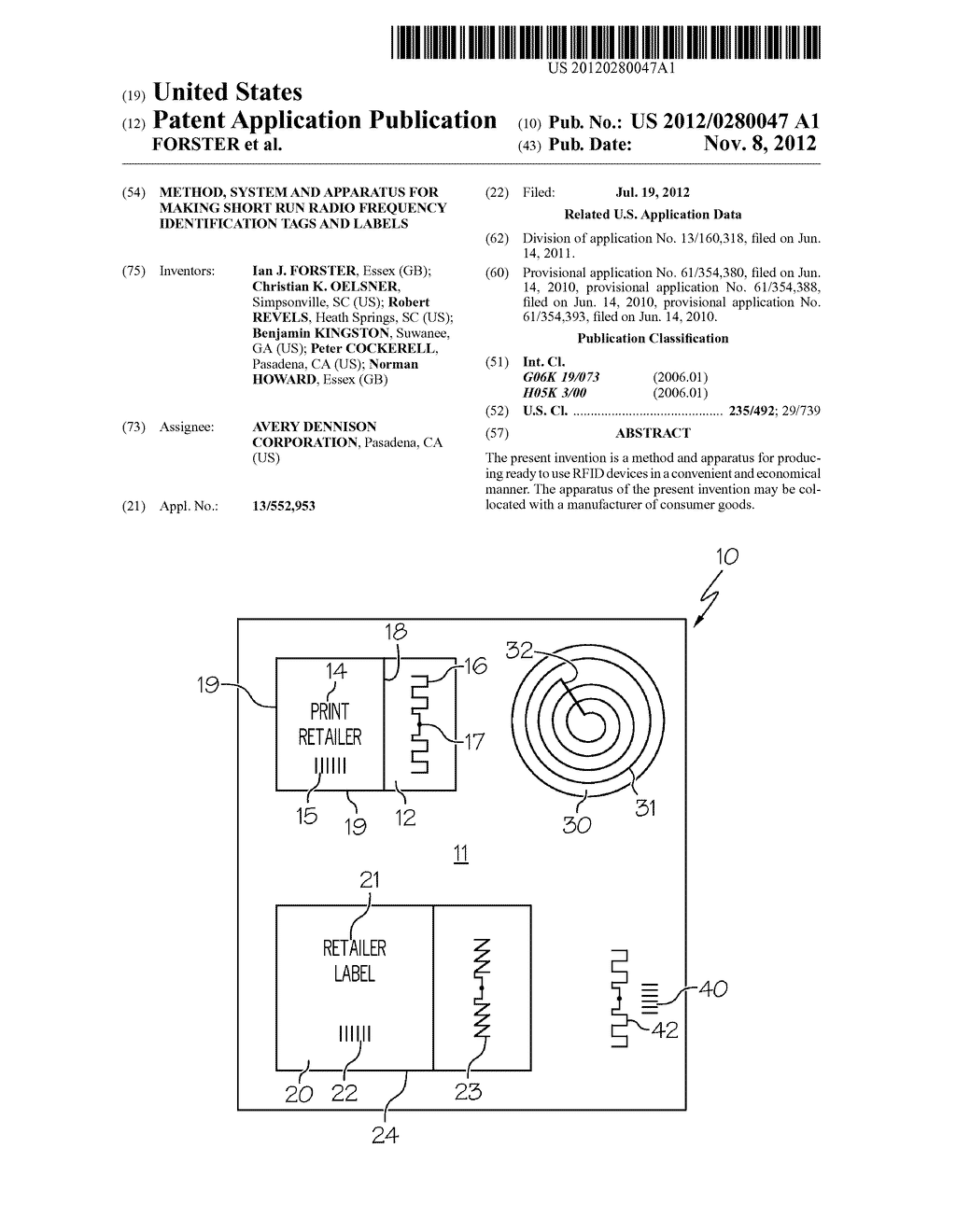 Method, System and Apparatus for Making Short Run Radio Frequency     Identification Tags and Labels - diagram, schematic, and image 01