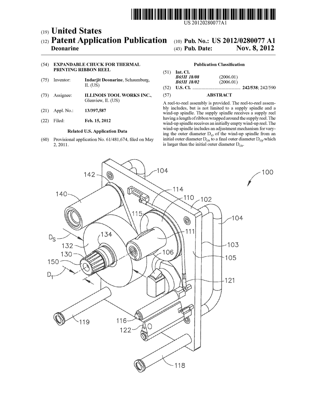 EXPANDABLE CHUCK FOR THERMAL PRINTING RIBBON REEL - diagram, schematic, and image 01