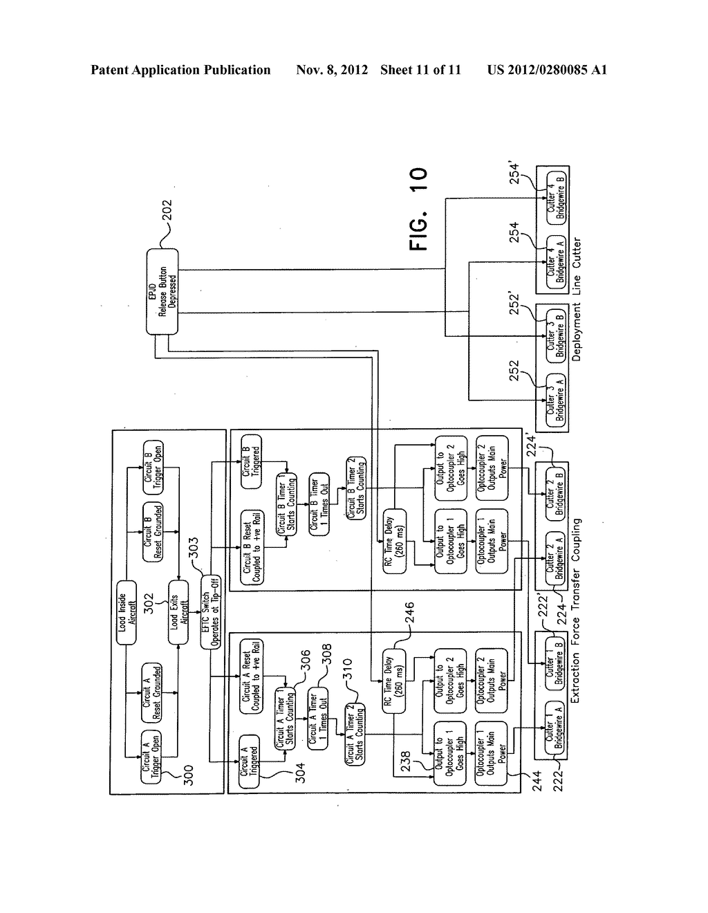 EXTRACTION FORCE TRANSFER COUPLING AND EXTRACTION PARACHUTE JETTISON     SYSTEM - diagram, schematic, and image 12