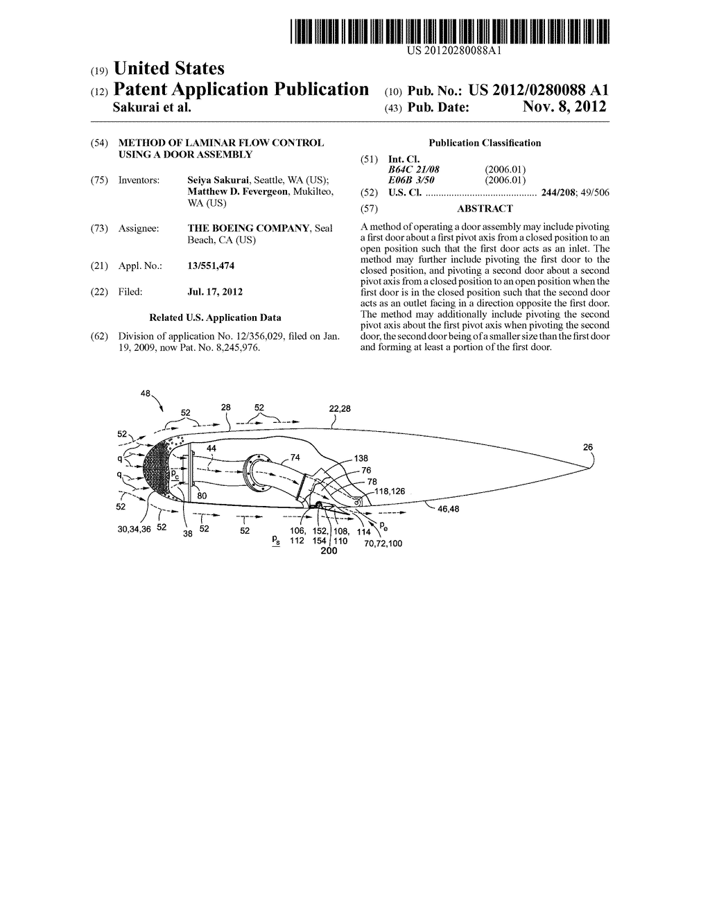 METHOD OF LAMINAR FLOW CONTROL USING A DOOR ASSEMBLY - diagram, schematic, and image 01